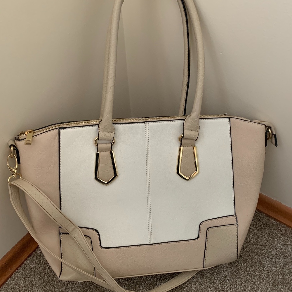Mossimo Large White/Tan Tote